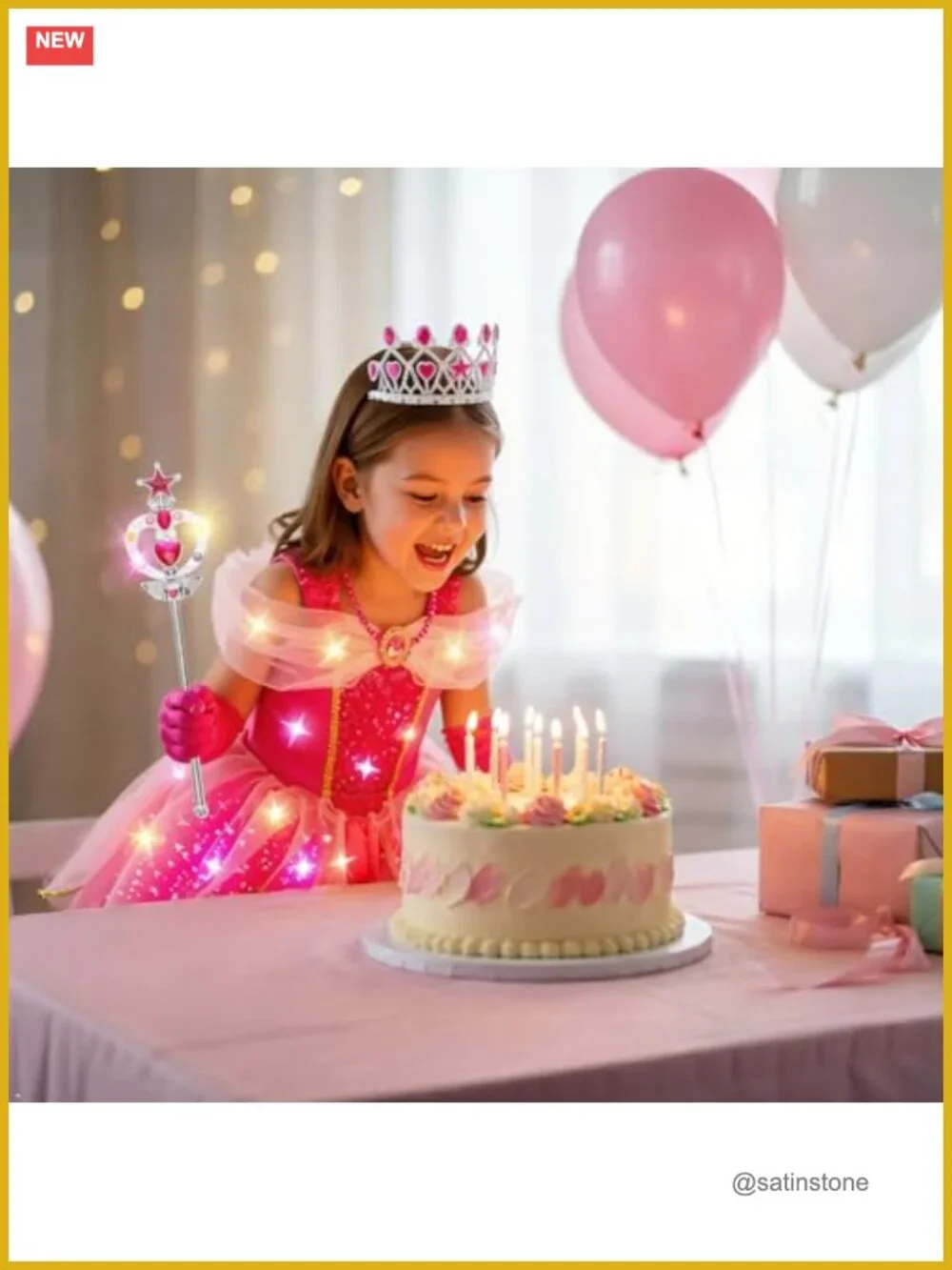 Girls Light Up Princess Dress with LED Lights Halloween Costume Party Outfit